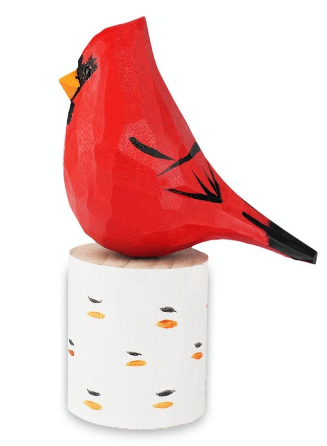 VIPbuy Handmade Wood Bird Figurines, Hand Carved Painted Wooden Bird Ornaments Crafts Home Office Desktop Decor Gifts (Male Cardinal) - Image 1
